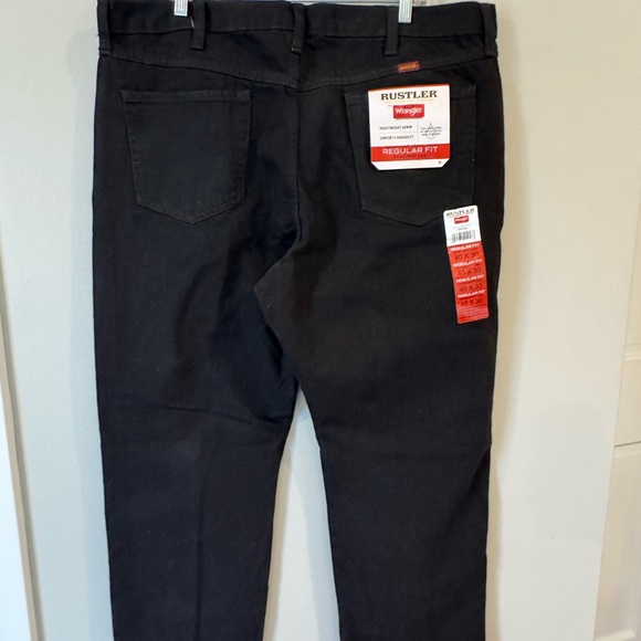 RUSTLER Wrangler 40x28 Black Heavyweight Denim Straight Reg Jeans NEW - Picture 5 of 8